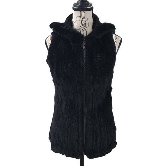 BCBGMAXAZRIA Jackets & Blazers - BCBG MaxAzria Vest Rabbit Fur Wool Rocker Boho Chic Festival Rave Womens XS